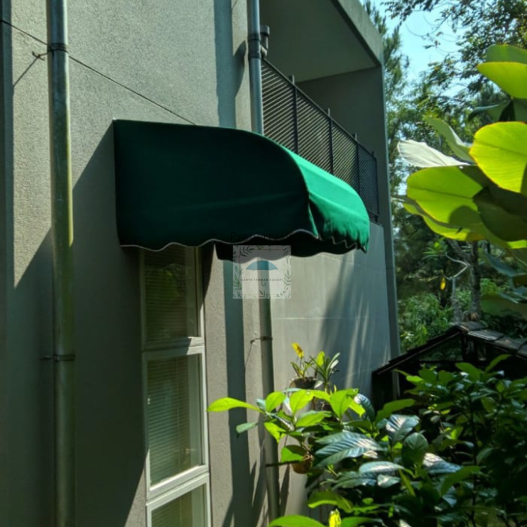 Foto proyek kanopi kain custom dengan warna sesuai tema fasad bangunan