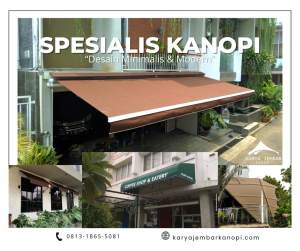 Awning gulung kain Bali untuk rumah dan villa dengan desain tropis modern